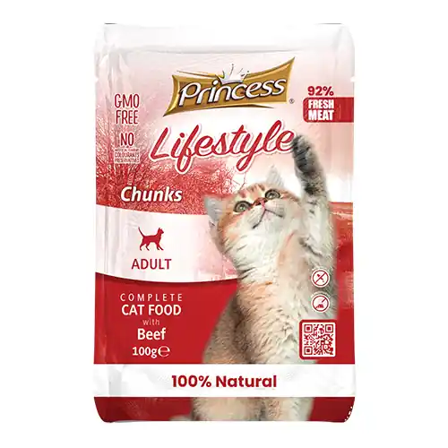 PRINCESS LIFESTYLE POUCHES CHUNKS 100G HOVĚZÍ Speciální Cena