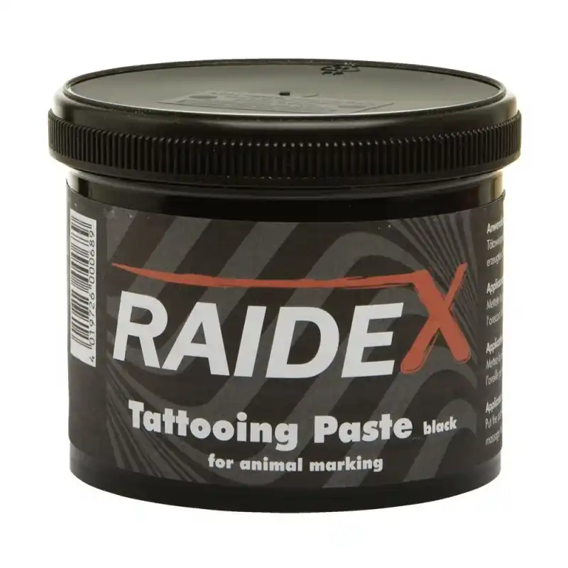 Odeslání Ihned Barva tetovací RAIDEX, 600 g, černá na zvířata