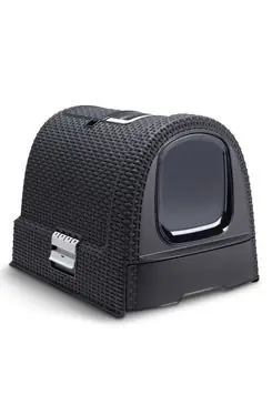 Omezená Nabídka Curver WC kočka kryté domek Rattan 39x39x51cm antracit