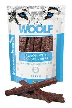 WOOLF pochoutka salmon with carrot strips 100g Akční Cena