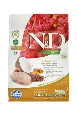 N&D Quinoa CAT Skin & Coat Quail & Coconut 300g Výprodej